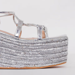 Terisa Silver Mirror Espadrille Flatforms