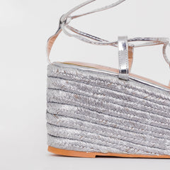 Terisa Silver Mirror Espadrille Flatforms
