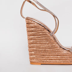 Ciara Wide Fit Rose Gold Espadrille Wedges