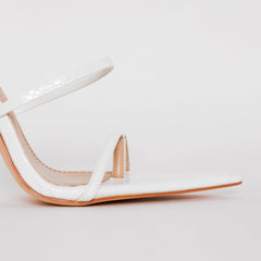 Tyler White Snake Print Lace Up Heels