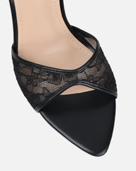 Eavie Black Lace Heeled Sandals