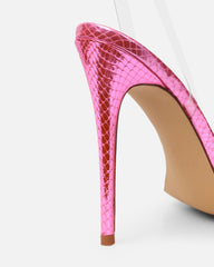 Erica Pink Snake Flower Embellished Heeled Sandals