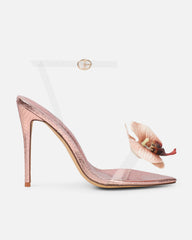 Erica Rose Gold Snake Flower Embellished Heeled Sandals
