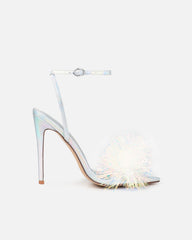 Doris Silver Holographic Tinsel Heeled Sandals