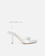 Ebba silver crackle heeled sandals