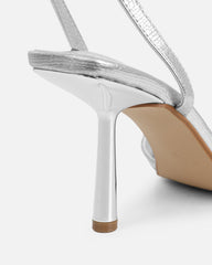 Ebba silver crackle heeled sandals