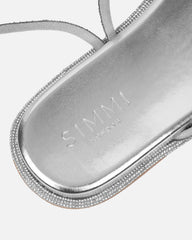 Ede Silver Metallic Diamante Toe Loop Sandals