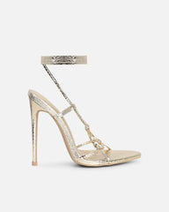 Elous Gold Snake Gold Detail Heeled Sandals