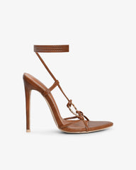 Elous Tan Snake Gold Detail Heeled Sandals
