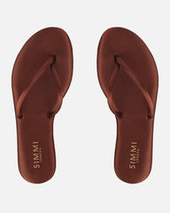 Elmas Chocolate Brown Satin Toe Post Sandals