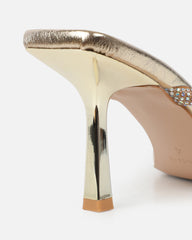 Emmie Gold Metallic Diamante Toe Thong Sandals