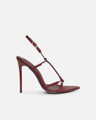 Evara Burgundy Lizard Strappy Heeled Sandals