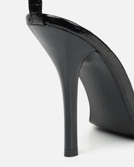 Dosia Black Snake Effect Two Part Sandals