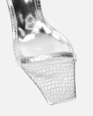 Dosia Silver Snake Effect Two Part Sandals