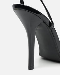 Faron Black Patent Bow Detail Heeled Sandals