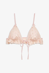 Eyelet Dot Ruffle Bikini Top