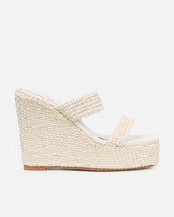 Neena Beige Raffia Wedge Sandals