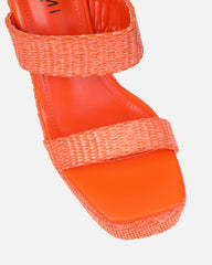 Neena Orange Raffia Wedge Sandals