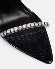 Felicity Black Patent Faux Snake Diamante Heels