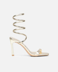 Fenya Gold Lizard Effect Spiral Heeled Sandals