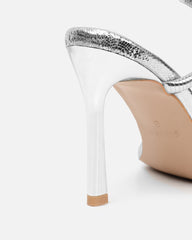 Fenya Silver Lizard Effect Spiral Heeled Sandals