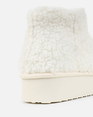 Fleecy Cream Borg Flatform Boots