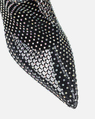 Kathi Black Diamante Fishnet Mid Heels