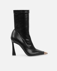 George Black High Heeled Sock Boots With Toe Cap