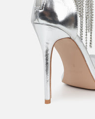 Pookie silver metallic diamante sandals