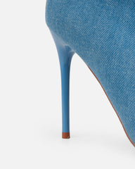 Gilton Blue Denim Faux Suede Ruched Over The Knee Thigh High Boots