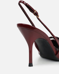 Marika dark red patent buckle detail slingback courts