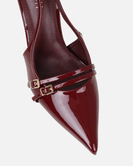 Marika dark red patent buckle detail slingback courts