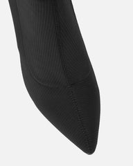 Griffin Black Ribbed Lycra Sock Boots