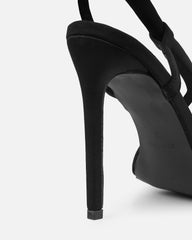 Harli Black Lycra Padded Heeled Sandals