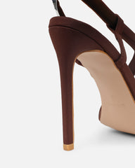 Harli Brown Lycra Padded Heeled Sandals