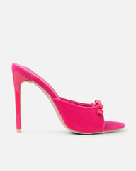Halima Pink Suede Bow Detail Heeled Mules
