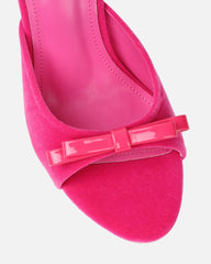 Halima Pink Suede Bow Detail Heeled Mules
