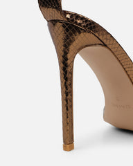 Harika Bronze Snake Chain Detail Heeled Sandals