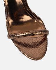 Harika Bronze Snake Chain Detail Heeled Sandals