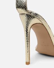 Harika Gold Snake Chain Detail Heeled Sandals