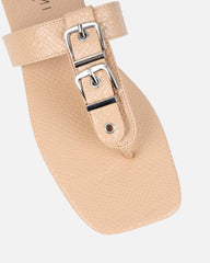 Harlowe Nude Snake Buckle Detail Flat Sandals
