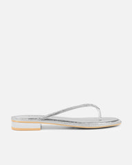 Havanah Silver Mirror Diamante Flip Flop Sandals