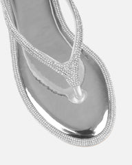 Havanah Silver Mirror Diamante Flip Flop Sandals