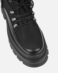 Hector Black Chunky Flat Lace Up Boots