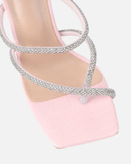 Heera Pink Faux Croc Patent Block Heels