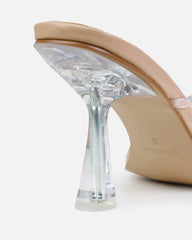 Honie Clear Nude Mid Heel Mules