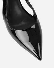 Cecily Black Patent Low Sling Back Court Shoes