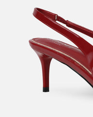 Cecily Dark Red Patent Low Sling Back Court Shoes