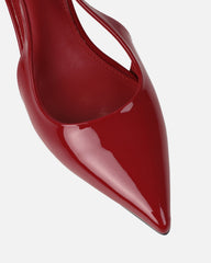 Cecily Dark Red Patent Low Sling Back Court Shoes