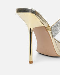 Javana gold mirror diamante spiral heeled sandals